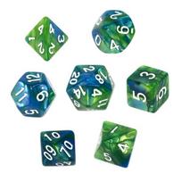 Kauliukai Rebel RPG Dice Set, Mėlyni su žaliu