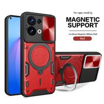 OPPO Reno 8 5G 6.4  dėklas su magnetiniu žiedu Laikiklis Šarvuotas telefono dėklas Oppo Reno8 CPH2359 2022 m. Slankioji kameros apsauga Galinis dangtelis For Reno 8 5G Global raudona