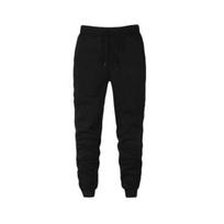 Men Sport Pants Solid Color Ankle-banded Sweatpants Drawstring Elastic Waist Loose Trousers M juoda