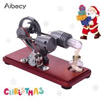 Aibecy Retro stiliaus karšto oro Stirlingo variklio modelis, dolerio smagračio dizainas, elektros generatorius su spalvinga LED lempučių girlianda įvairiaspalvis