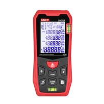 UNI-T LM50A lazerinis atstumo matuoklis 50M su 2 burbulų lygiais LCD ekranas su apšvietimu Pythagorean 50m range raudona juoda spalva