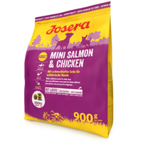 JOSERA Mini Salmon+Chicken sausas maistas mažų veislių šunims su lašiša ir vištiena, 0,9 kg