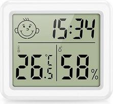 "Brifit" skaitmeninis termometras-higrometras, didelio tikslumo nešiojamasis patalpų higrometras, temperatūros ir drėgmės matuoklis su laikrodžiu, kambario klimato indikatorius, kambario termometras šiltnamiui, biurui, namams