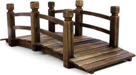 "Nexos" medinis tiltas su turėklais Tvenkinio tiltas Tamsiai rudas dydis 150 x 67 x 55 cm Dekoratyvinis tiltas Medinis tiltas Sodo tiltas Oro sąlygoms atsparus sodo apdaila Tvenkinio perėjimas