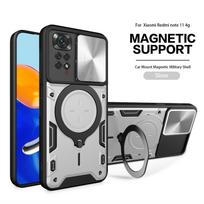 Magsafe magnetinis kameros apsaugos dėklas, skirtas Xiaomi Redmi Note 11 Pro 11E Pro, Armor hibridinis metalinis žiedas, galinis dangtelis, skirtas Note 11s 11A Redmi Note11 Pro sidabras