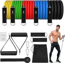 JATEKA Fitnessbänder 5er Set, Sportinis pasipriešinimo fitneso juostos 5 Widerstandsstufen, Widerstandsbänder mit Türanker, Griffe, Knöchelriemen, Tragbarer für Muskelaufbau und Pilates Männer Frauen