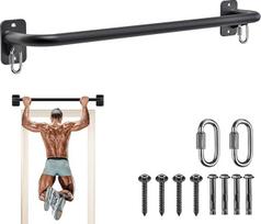 SELEWARE "Pull-Up Bar" durų rėmo "Pull-Up Bar" sienos sienos sienos "Lat Pull Bars" namų treniruoklių treniruočių įranga su pasipriešinimo juostos kabliu, palaiko iki 440 svarų