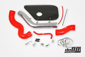 DO88 Volvo S60 V60 V70 T6 Inlet pipe. Red hoses. Carbon fiber cover