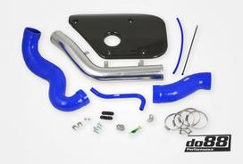 DO88 Volvo S60 V60 V70 T6 Inlet pipe. Blue hoses. Carbon fiber cover