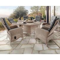 Baldų komplektas ALMA LUANA 6+1 150x75cm BEIGE su reguliuojamais atlošais
