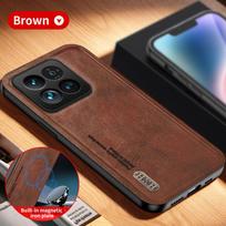 Vintage Leather Phone Case For Xiaomi 14 13 13T 12T Redmi Note 12S 12 13 Poco F5 X6 Pro Neo Build-in Magnet Iron Suction Cover Xiaomi 14 Pro