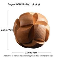 3D Wooden Kongming Lock Puzzle - Brain Teaser Ball for Relax, Desktop Intelligence Game, (Football Design), Office Release Pressure, Puzzle Football