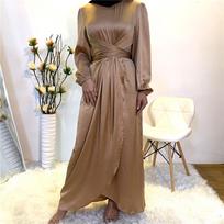 Satin East Dubai Abaya Suknelė Moteriška Kaftan Islamic Ilga Oficialiai Elegantiška Vakarėliui Išeiginės Vakarinės Suknelės Maxi Suknelė Musulmoniškos Suknelės Megztinis Ramadanas XL