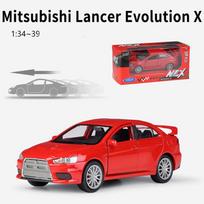 1/36 mastelio Welly Mitsubishi Lancer Evolution X lydinio automobilio modelis Diecasts metaliniai žaisliniai automobiliai Automobilio modelis Aukštos simuliacijos kolekcija Vaikų dovanos 1/36-11.8x4.8x4cm raudona