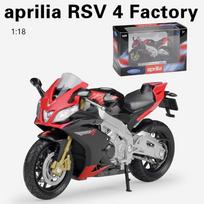 1/18 mastelio Welly Aprilia RSV 4 Factory lydinio motociklo modelis Metaliniai žaisliniai transporto priemonės Diecasts Motociklo modelis Aukštas modeliavimo lygis Kolekcija Vaikų dovanos 1/18-11.3x6.5x4.2cm juoda/raudona