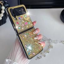 Žvilganti deimantinė drugelio apsauga Samsung Galaxy Z Flip 5, dėklas su riešo dirželiu Samsung Z Flip5 zflip4 flip3, dengti dėklai For Samsung Z Flip 5