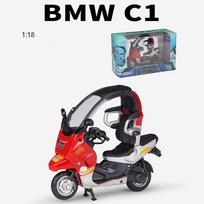 1/18 skalės Welly BMW C1 lydinio motociklo modelis, metalinės žaislinės transporto priemonės Motociklų modelis Aukštos modeliavimo kolekcijos Dovanos vaikams 1/18-9.7x8.7x5.1cm raudona