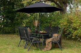 Lauko baldų komplektas Venture Design Valgomasis komplektas, Brekki, Stalas: 73x150x90 cm Kėdė: 62x108x55 cm, Juoda