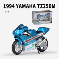 1/18 Scale Welly 1994 YAMAHA TZ250M lydinio motociklo modelio liejiniai metaliniai žaisliniai automobiliai Motociklo modelis Aukštos simuliacijos kolekcija Vaikų dovanos 1/18-11.5x6.5x4.3cm mėlyna