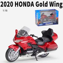 1/18 Scale Welly 2020 HONDA auksinio sparno lydinio motociklo modelis, metalinės žaislinės transporto priemonės, motociklų modelis, didelio modeliavimo kolekcija, dovanos vaikams 1/18-13x7.2x5.2cm matinė juoda spalva