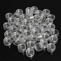 50 vnt skaidraus kremo indelio mini kosmetikos buteliukų talpyklės permatomas indelis nagams 2.5*2.5*1.5cm skaidri