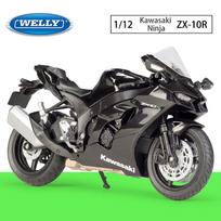 1/12 Scale WELLY 2010 Kawasaki Ninja ZX-10R lydinio motociklo modelis, liejiniai metaliniai žaisliniai automobiliai, didelio modeliavimo kolekcija, dovanos vaikams 1/12-17.6x7.5x10cm žalia