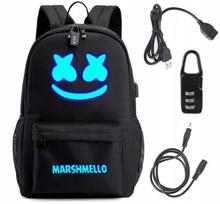 Marshmello USB tamsoje šviečianti kuprinė su priedais