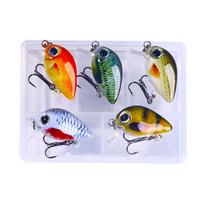 5 vnt. Mažos žuvys Ešerių žvejybos masalai Dirbtiniai masalai Paviršiniai Crank Wobbler Dirbtiniai masalai Paviršiniai Crank Wobbler 1.5g gray