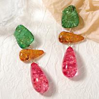 Retro high-end geometric pendant colorful earrings įvairiaspalvis