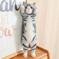Stovinti poza Laimės katės pliušiniai žaislai Kawaii marga katė raina katė Super mielas mažas kačiukas pliušinis žaislas mergaitei berniukui dovana sofos dekoras 25cm pilka spalva