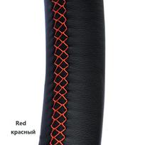 Rankomis siūta juoda natūralios odos vairo apdanga, skirta Nissan ElGrand E52 Teana 2008-2012 Murano 2009-2014 13 11 10 Red Thread