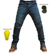 Vyriški Slim Fit motociklininko džinsai su kelių apsaugomis - Apsaugantys nuo kritimo, skirti pavasariniam važiavimui XXXL mėlyna