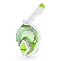 Kids Snorkel Mask Full Face Snorkeling Gear for Children with Camera Mount Professional Swim Diving Mask Anti-Fog Anti-Leak žalia