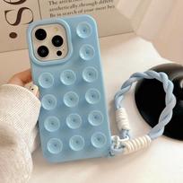 Suction Cup Candy Color Phone Case For iPhone 13 Case iPhone 11 16 12 15 14 Pro Max Anti-Slip Silicone Suction Pad Lanyard Cover For iPhone 14 Plus