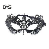 Maskarado veido pagalvėlė Mardi Gras kaukė kostiumas metalas cirkonio akmuo Helovinas Cosplay akių pagalvėlė karnavalo scenos vakarėlio dovanėlės A juoda