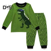 Vaikiška dinozaurų pižamų komplektas 2 dalių pižamos apranga Vaikams animacinių filmų spauda Naktiniai drabužiai Draugiški odai Laisvalaikio drabužiai Namų drabužiai Kostiumai 7 Years žalia
