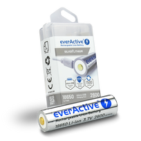 Baterija EverActive 18650 žibintuvėliams 3,7V / 2600 mAh / Li-Ion (pakraunami USB) su dėžute