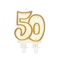 Žvakutė tortui skaičius 50, aukso kontūru
