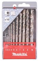 Grąžtų komplektas 10 vnt. (1-10mm) metalui HSS-G Makita D-57205