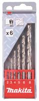 Grąžtų komplektas 6 vnt. (2,3,4,5,6,8mm) HSS-G Makita D-57196