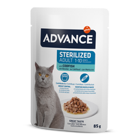 Advance Wet Sterilized Codfish Šlapias maistas sterilizuotoms katėms su menke 85G*12vnt