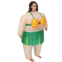 Havajietiškas Hula šokio pripučiamas kostiumas, suaugusiems One size, 150-190cm geltona