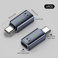 Type-C į Lightning adapteris su DAC čipu, Hi-Res garso ir skambučių palaikymas iPhone muzikai/įkrovimui pilka