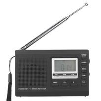 HRD‑310 Nešiojamasis radijas, mini stereo FM MW SW imtuvas su skaitmeniniu laikrodžiu, 3,5 mm ausinės