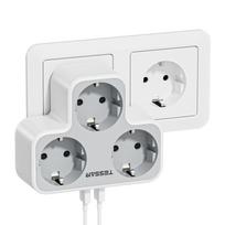 TESSAN 3 lizdų sieninis prailgintuvas, 5 viename elektrinis prailgintuvas, prailgintuvas namams ir biurui, suderinamas su telefonu ir nešiojamuoju kompiuteriu 1 Outlet & 2 USB Ports pilka spalva