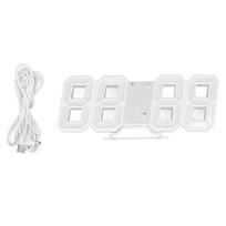 3D LED Sieninis Laikrodis Minimalistinis Baltas Rėmelis Skaitmeninis Sieninis Žadintuvas Laikmatis su Temperatūra Namams