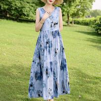 Elegant Women's Long Dresses Summer Vintage Clothes Casual Sleeveless Summer Dress XL