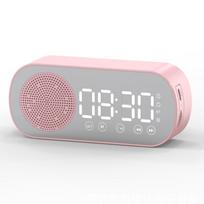 Bluetooth Speaker Clock Multifunctional Smart Digital Mirror Alarm Clock for Home School Office rožinė