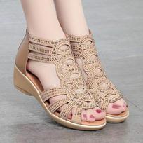 Moteriški sandalai su pleištais Vasaros mados austi Gladiatoriniai sandalai Moteriški paplūdimio atostogų batai 35 auksas