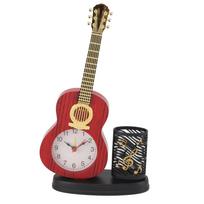 Gitara Žadintuvas Daugiafunkcinis Dekoratyvinis Patvarus Gitaros Laikrodis su Rašiklių Stovu Drožtuku